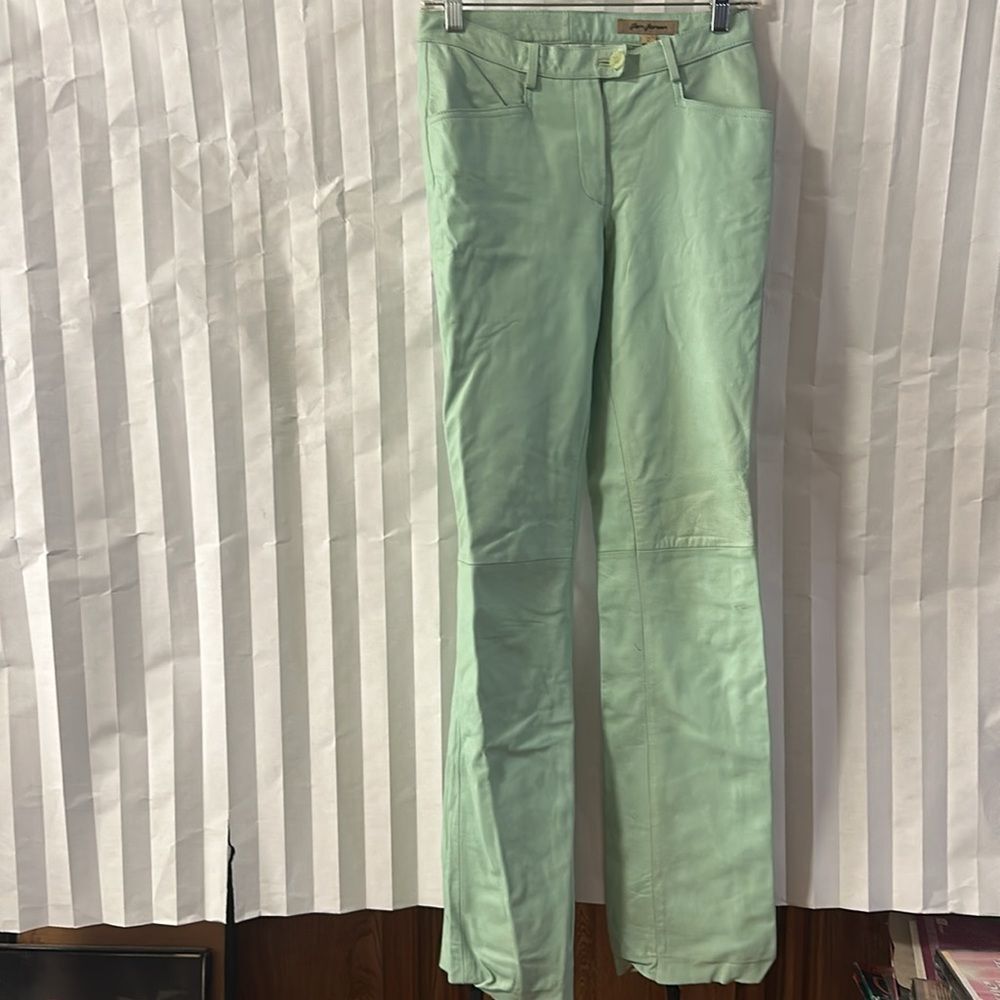 𝅺𝅺Rem Garson Women's Lined Leather Pants Mint Green Size 2
